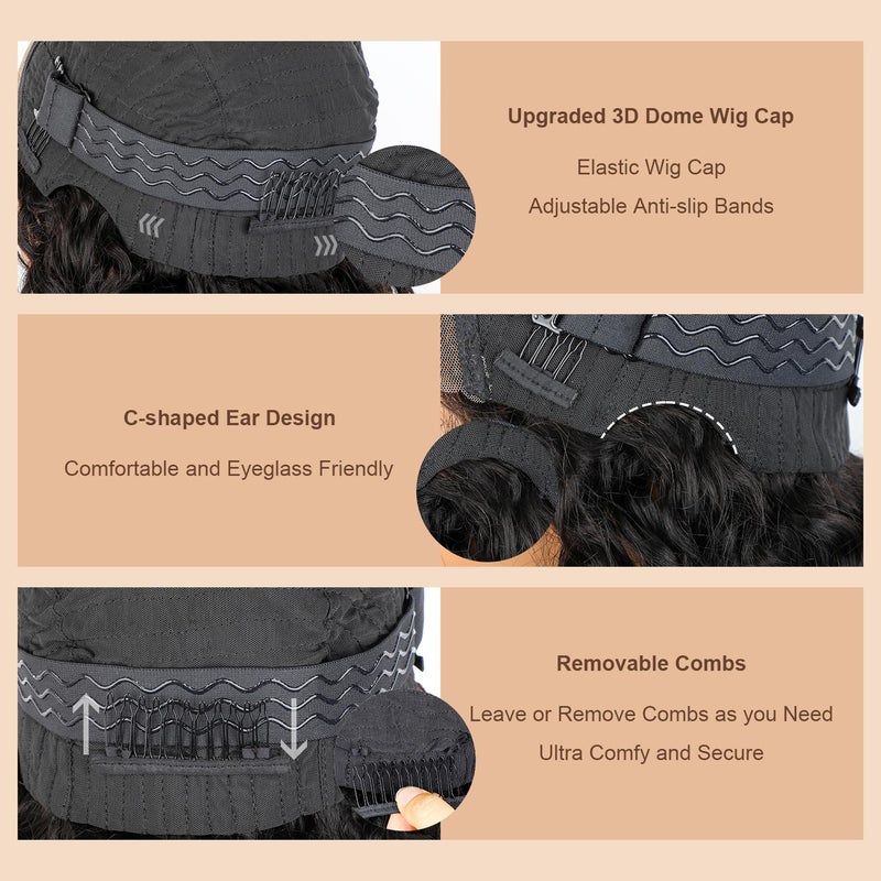 BLY Highlight Wear and Go Glueless Wig Water Wave Human Hair Wigs for Women 16 Inch 5x7 HD Lace Pre Cut Pre Plucked 2/30 Ombre Brown Colored Deep Wave Lace Front Wig 180% Density - Image 5