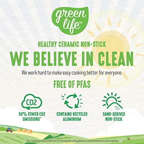 GreenLife Soft Grip Healthy Ceramic Nonstick, 15 Piece Cookware Pots and Pans Set, Induction, PFAS-Free, Dishwasher Safe, Turquoise - Image 5