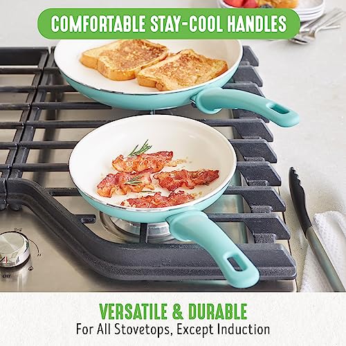 GreenLife Soft Grip Healthy Ceramic Nonstick, 15 Piece Cookware Pots and Pans Set, Induction, PFAS-Free, Dishwasher Safe, Turquoise - Image 3