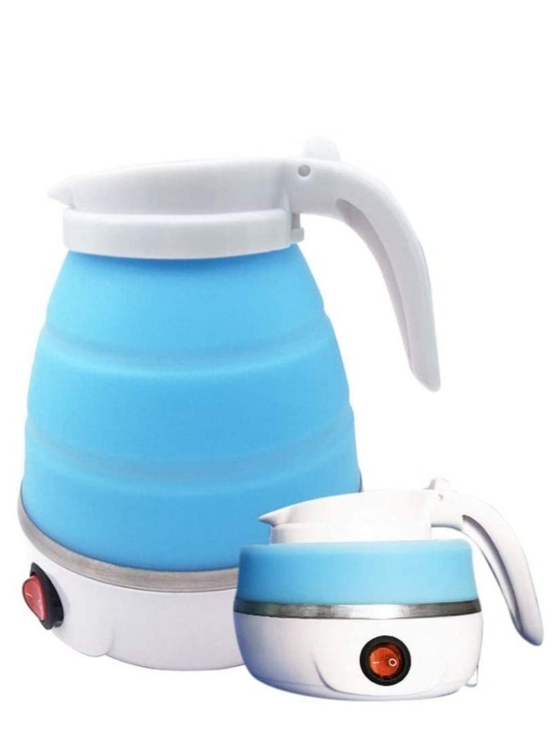 ELTRAZONE Foldable kettle, Portable Foldable Electric Kettle for Travel Food Grade Silicone Electric Water Heater Collapses with Separable Power Cord Ideal for Hiking Camping and indoor(0.6L, blue)