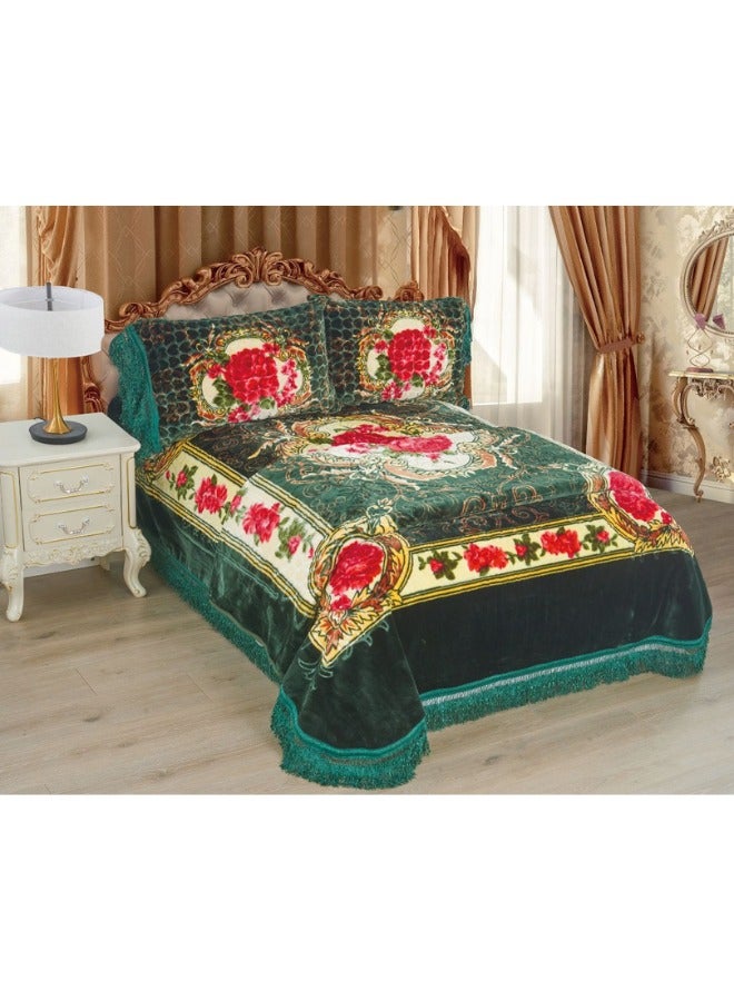 ام اس طقم بطانية شتوية ثقيلة 4 قطع بمقاس 220X240 مع غطاء مرتبة مقاس 260X230 سم و 2  أغطية مخدات مقاس 55X75 سم ، بطانية بطبقة مزدوجة فائقة النعومة مصنوعة من مواد عالية الجودة صناعة ممتازة( وزن الطقم كامل 9 كجم ) - Image 1