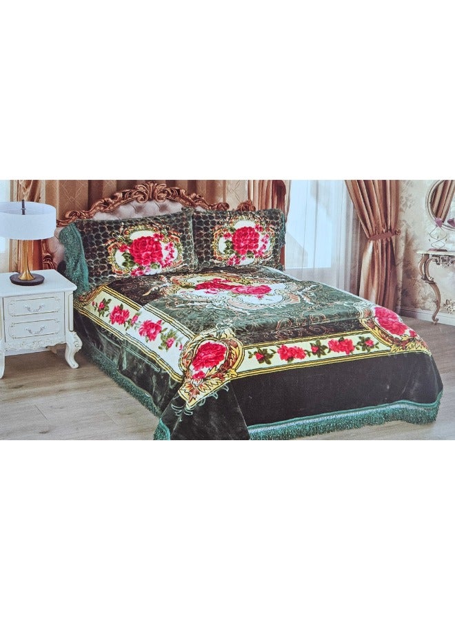 ام اس طقم بطانية شتوية ثقيلة 4 قطع بمقاس 220X240 مع غطاء مرتبة مقاس 260X230 سم و 2  أغطية مخدات مقاس 55X75 سم ، بطانية بطبقة مزدوجة فائقة النعومة مصنوعة من مواد عالية الجودة صناعة ممتازة( وزن الطقم كامل 9 كجم ) - Image 2