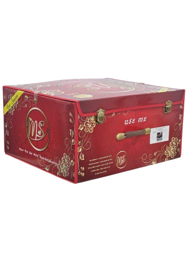 ام اس طقم بطانية شتوية ثقيلة 4 قطع بمقاس 220X240 مع غطاء مرتبة مقاس 260X230 سم و 2  أغطية مخدات مقاس 55X75 سم ، بطانية بطبقة مزدوجة فائقة النعومة مصنوعة من مواد عالية الجودة صناعة ممتازة( وزن الطقم كامل 9 كجم ) - Image 3