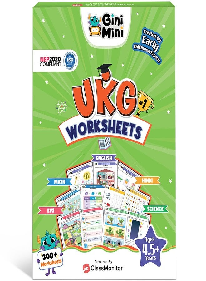 GiniMini 300+ UKG Worksheets for 4 5 6 7 Years, Learning & Writing Activities, Return & Birthday Gifts for Boys, Girls (English, Math, EVS, Science & Hindi) - Image 1