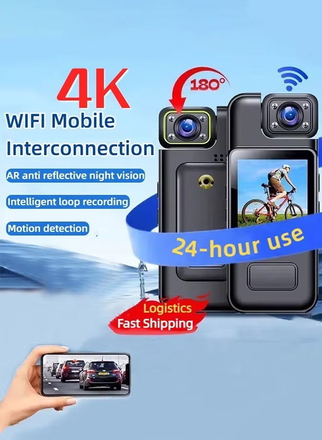 Genrics 4K WiFi Body Camera with Audio and Video Recording, 180° Rotatable Lens, Motion Detection, Night Vision, Wearable Clip Body Cam for Security, Delivery, Travel and Outdoor Use with 128GB Memory Card - Image 5