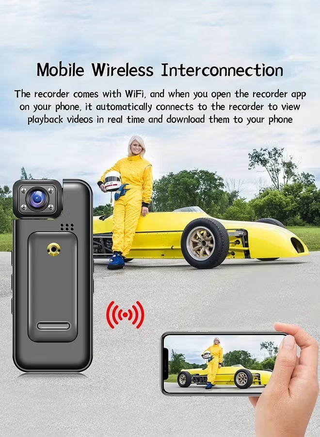Genrics 4K WiFi Body Camera with Audio and Video Recording, 180° Rotatable Lens, Motion Detection, Night Vision, Wearable Clip Body Cam for Security, Delivery, Travel and Outdoor Use with 128GB Memory Card - Image 2