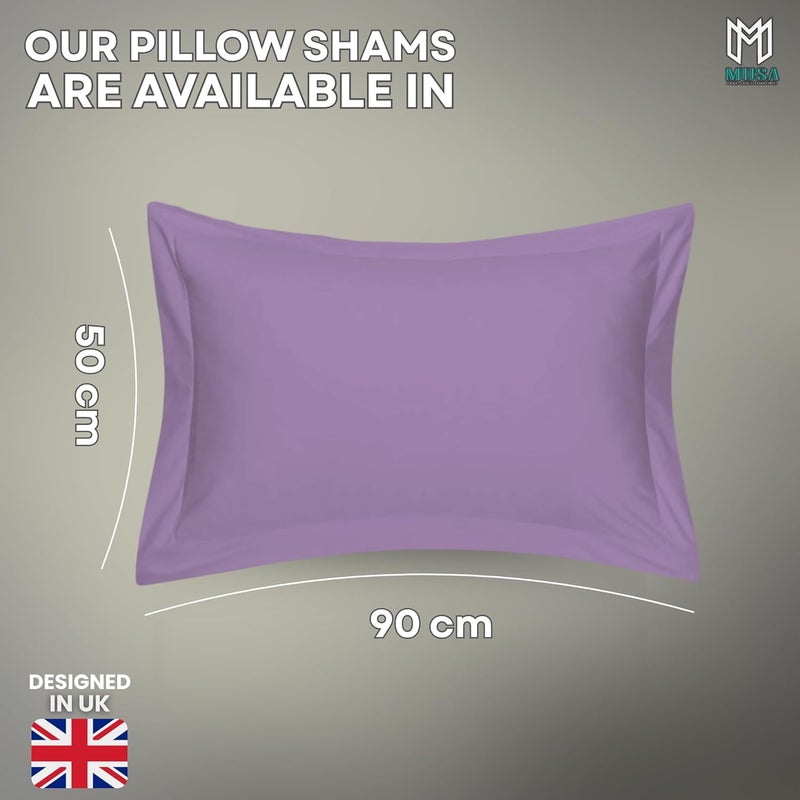 MUSA MUSA® Cotton Pillow Cover Shams - Washable Pillowcases for Sofa Cushions, Bedrooms & Dorm Decor | Hotel Quality Pillow Covers with Envelope Closure & 5cm Side Frame (4, Lavender, 50 x 90cm) - Image 2