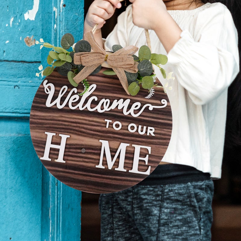 1 Set Welcome Sign for Front Door Interchangeable Welcome Sign Rustic Sign with Changeable Ornaments - Image 5