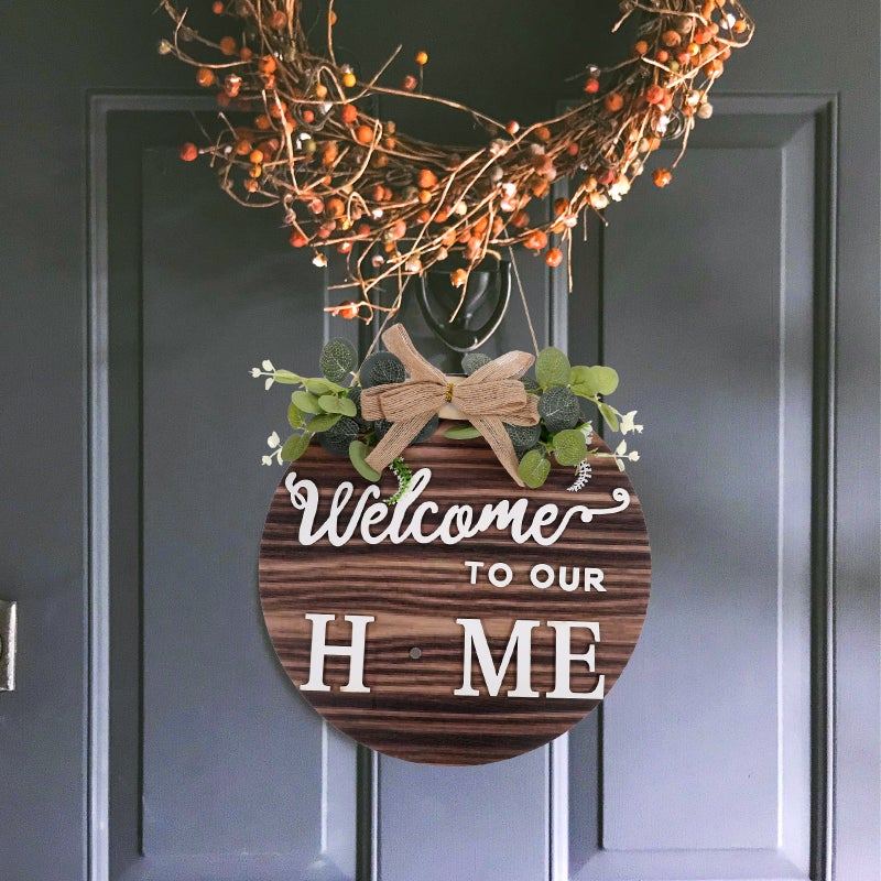 1 Set Welcome Sign for Front Door Interchangeable Welcome Sign Rustic Sign with Changeable Ornaments - Image 4