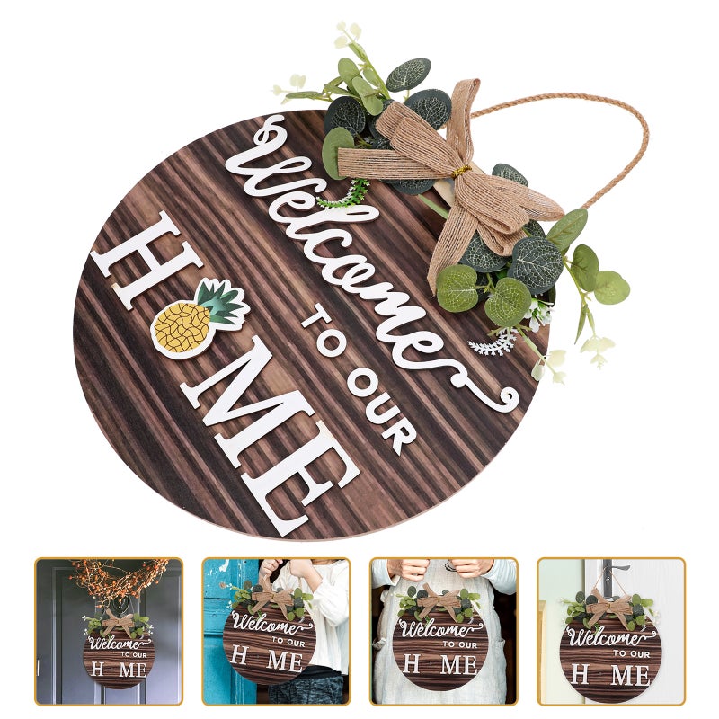 1 Set Welcome Sign for Front Door Interchangeable Welcome Sign Rustic Sign with Changeable Ornaments - Image 1