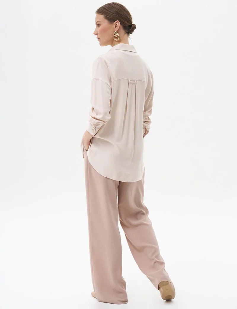Kayra Half Placket Viscose Shirt Stone