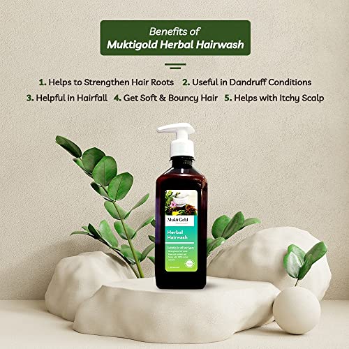 Axiom Mukti Gold Hair Care Combo | Herbal Hairwash 400Ml (Dispenser) + Hair Oil (200Ml) | Who-Glp,Gmp Certified Product | Enriched With Aloevera & Amla Herbs - Image 3