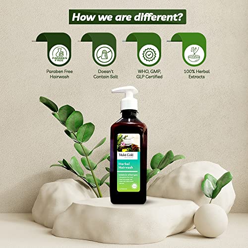 Axiom Mukti Gold Hair Care Combo | Herbal Hairwash 400Ml (Dispenser) + Hair Oil (200Ml) | Who-Glp,Gmp Certified Product | Enriched With Aloevera & Amla Herbs - Image 4