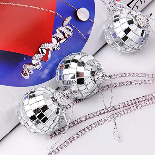 JIAKAI 12 Pcs Silver Disco Mirror Ball for Party Decoration, Christmas Tree Wedding Birthday Party Ornaments(4CM) - Image 5