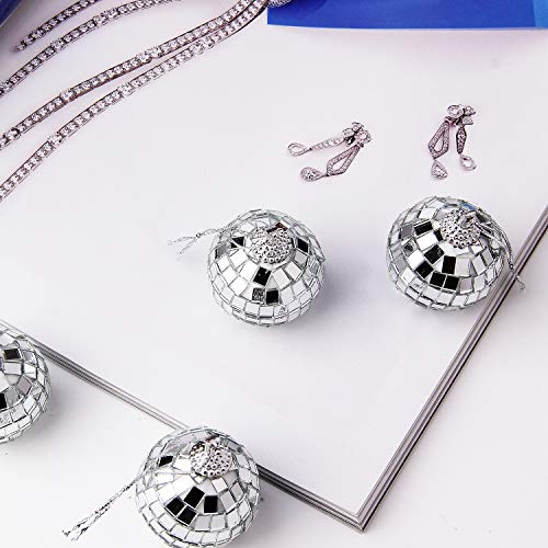 JIAKAI 12 Pcs Silver Disco Mirror Ball for Party Decoration, Christmas Tree Wedding Birthday Party Ornaments(4CM) - Image 4