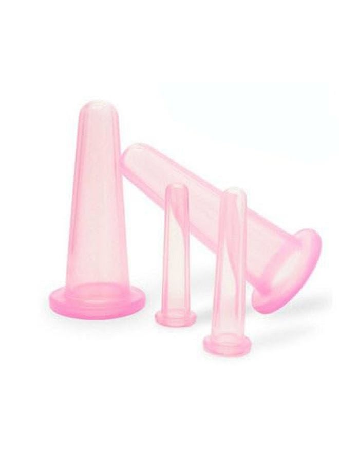 BWESOO 4Pcs Massage Cupping Set Silicone Mini Facial Cups Face Massager Helper Skin Care Neck Back Eyes Massaging Cup Safe to Use, Don't Worry About Burns Health Care Products (Pink) - Image 1