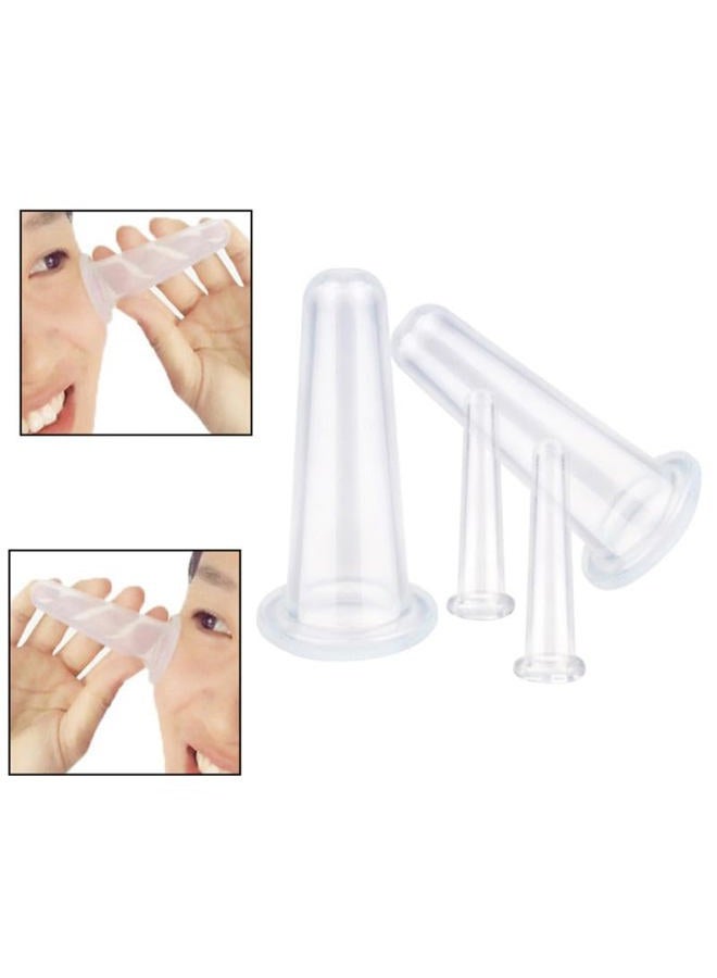 BWESOO 4Pcs Massage Cupping Set Silicone Mini Facial Cups Face Massager Helper Skin Care Neck Back Eyes Massaging Cup Safe to Use, Don't Worry About Burns Health Care Products (Pink) - Image 3