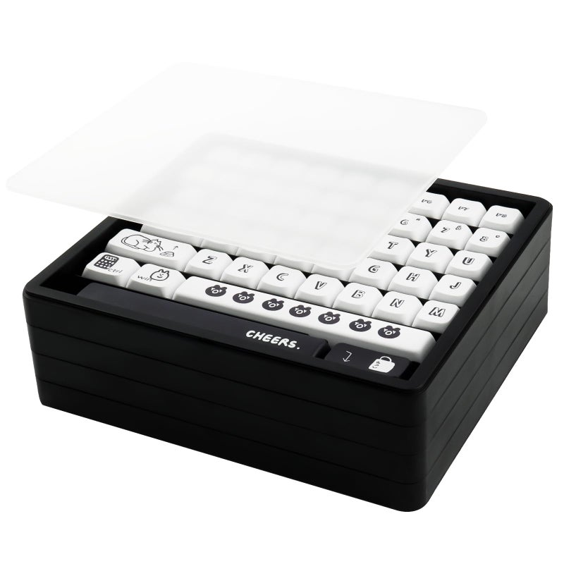 Hyekit Keycaps Storage Box, 4th Floor PBT Dustproof Display Case, 252 Keys Visible Top Cover Keycaps Collection Box for Cherry MOA XDA SA OEM MSA DSA Mao Profile Mechanical Keyboard Keycap (Black) - Image 1