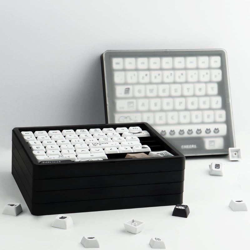 Hyekit Keycaps Storage Box, 4th Floor PBT Dustproof Display Case, 252 Keys Visible Top Cover Keycaps Collection Box for Cherry MOA XDA SA OEM MSA DSA Mao Profile Mechanical Keyboard Keycap (Black) - Image 3