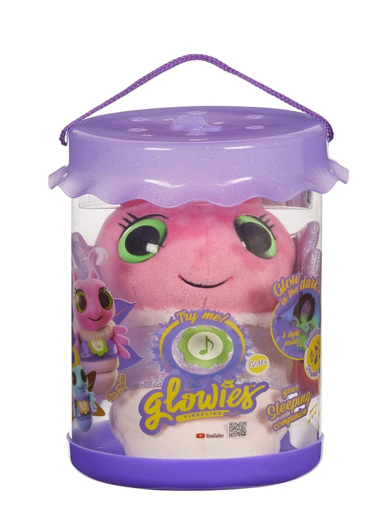 glowiest GLOWIES - Fireflies Nightlight (3 Lullabies, 2 Sounds) - Pink Plush - Image 1