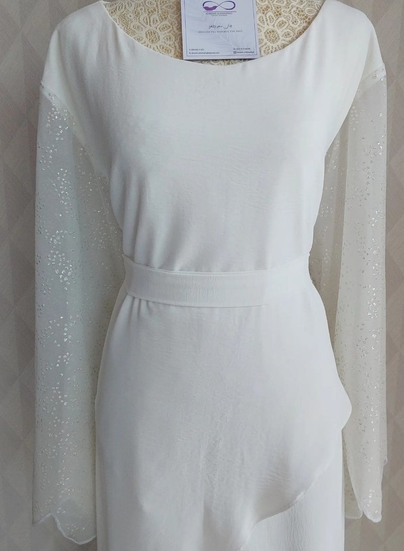 ALREESH ALBANAFSAJI DRESS WHITE