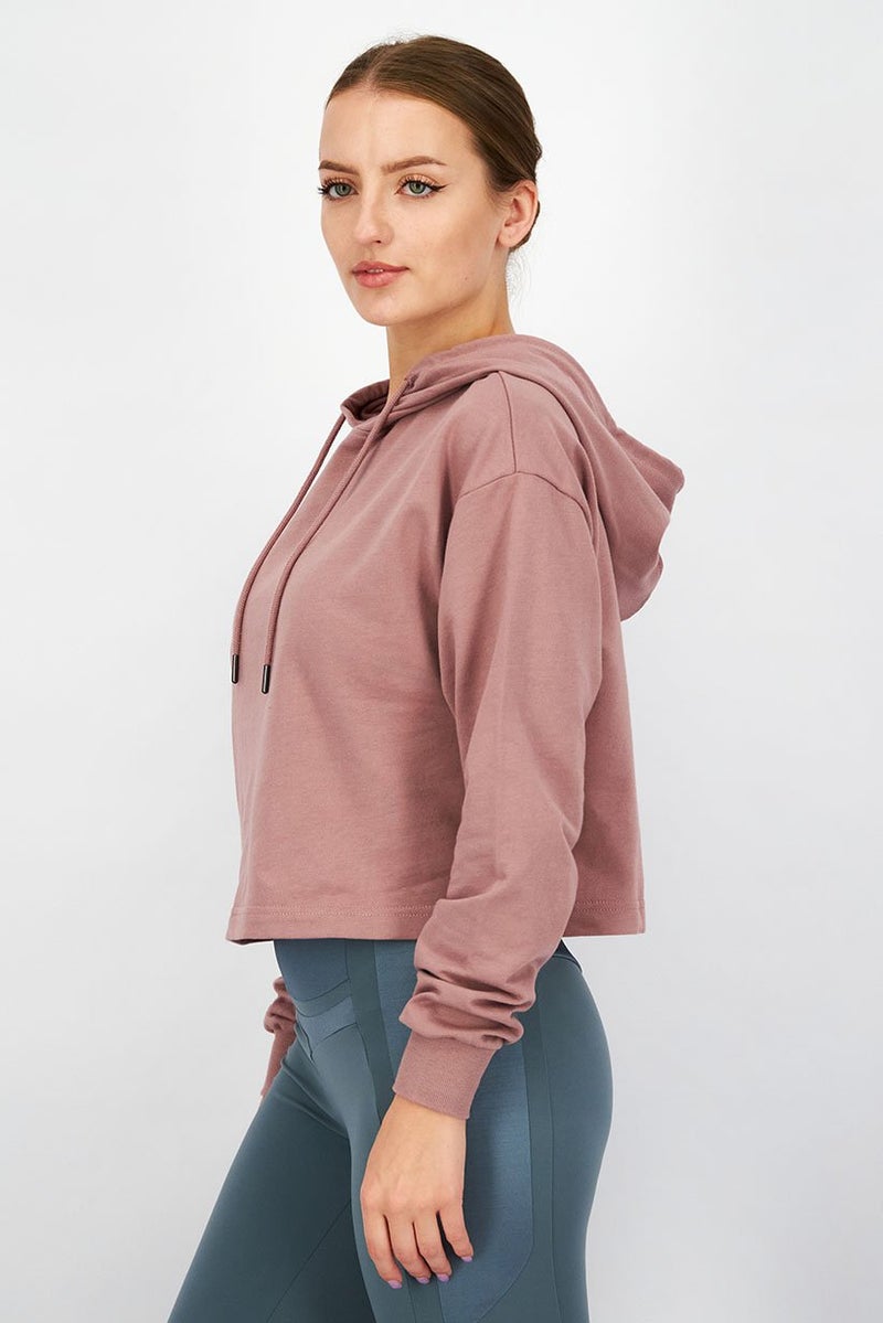 XOXO بلوزة رياضية نسائية بأكمام طويلة، وردية خشبية - Image 3