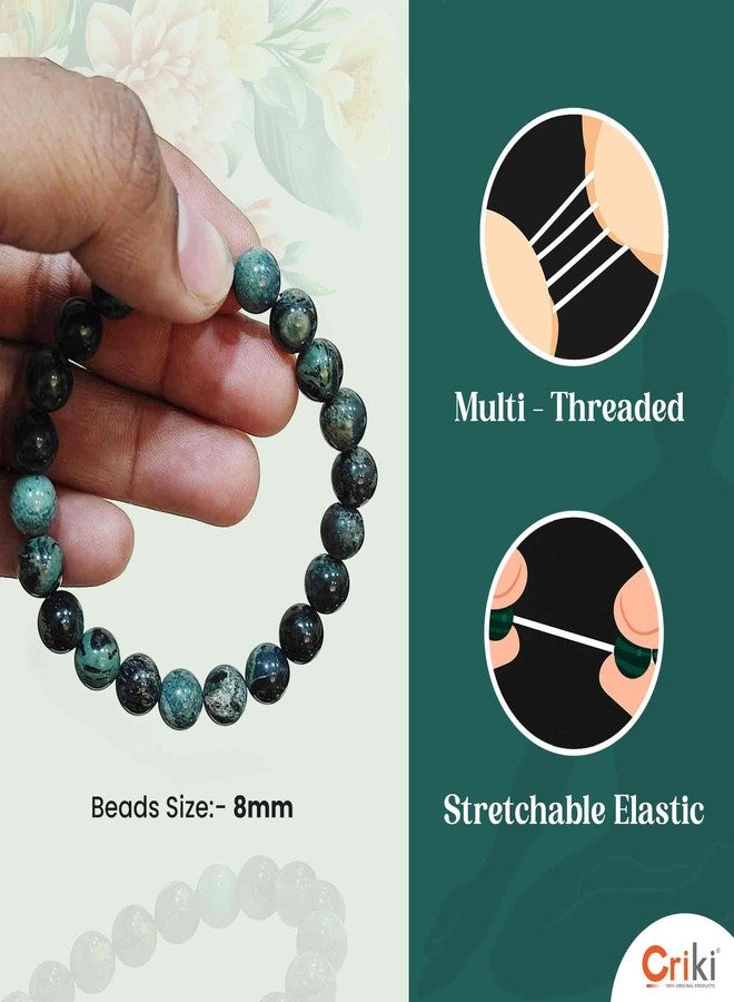 CRIKI Kambaba Jasper Bracelet for Men and Women Original Certified - Kambaba Jasper Stone Bracelet for Peace, Sleep, Protection, Emotional Balance & Chakra Healing - 8MM Beads - Image 3