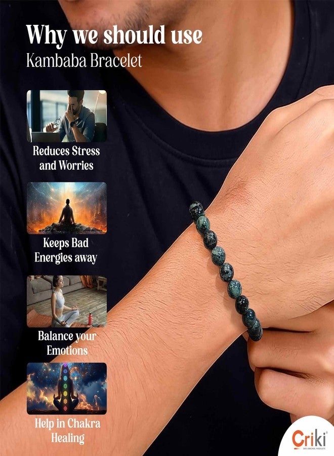 CRIKI Kambaba Jasper Bracelet for Men and Women Original Certified - Kambaba Jasper Stone Bracelet for Peace, Sleep, Protection, Emotional Balance & Chakra Healing - 8MM Beads - Image 4