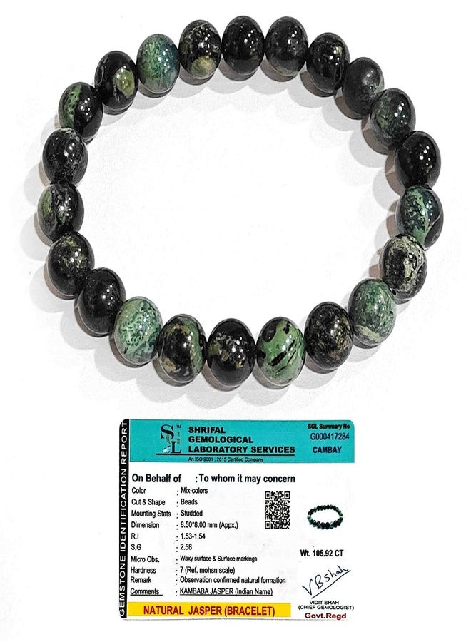 CRIKI Kambaba Jasper Bracelet for Men and Women Original Certified - Kambaba Jasper Stone Bracelet for Peace, Sleep, Protection, Emotional Balance & Chakra Healing - 8MM Beads - Image 1