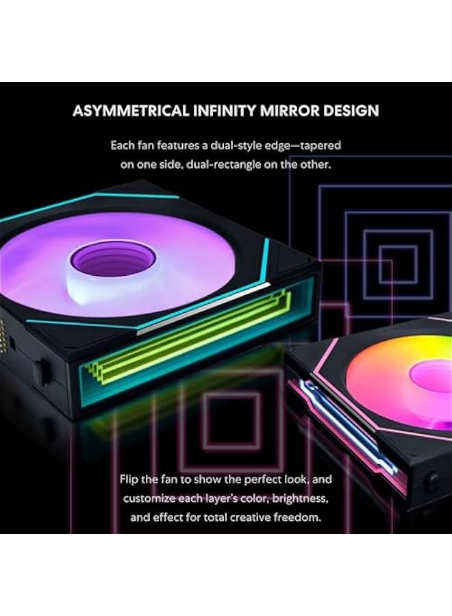 Arabest UNI Fan SL-Infinity Wireless 120 - Triple Pack - 2.4 GHz Wireless Signal ARGB Fan Control - Double Infinity Mirror Design - Low Noise - Controller Included - Black (12SLIN1W3B) - Image 4