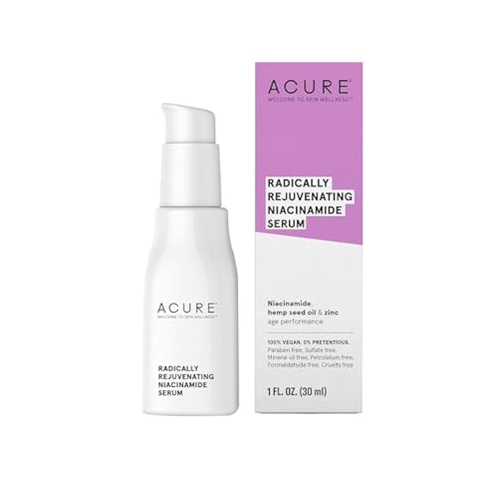 Acure Radically Rejuvenating Niacinamide Serum - Facial Anti-Aging Support Serum with Niacinamide, Hemp Seed Oil & Zinc PCA - Reduce Fine Line, Wrinkle & Minimize Pimple or Breakout - 100% Vegan -30ml - Image 1