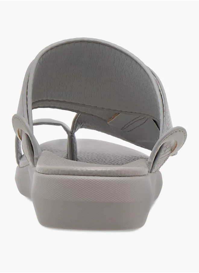 Al Waha Boys Textured Slip-On Arabic Sandals with Toe Loop Detail