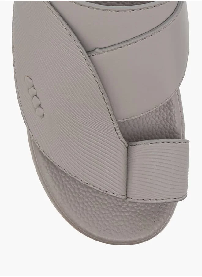 Al Waha Boys Textured Slip-On Arabic Sandals with Toe Loop Detail
