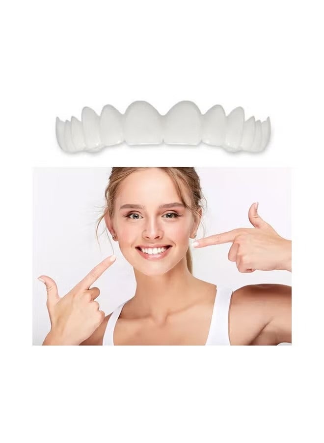Snap On Natural Upper Veneer Dental False Teeth, Cosmetic Veneers Teeth Temporary Dentures Smile Teeth Comfortable Veneer Cover Teeth, for Men Women with Bad Teeth - Image 3