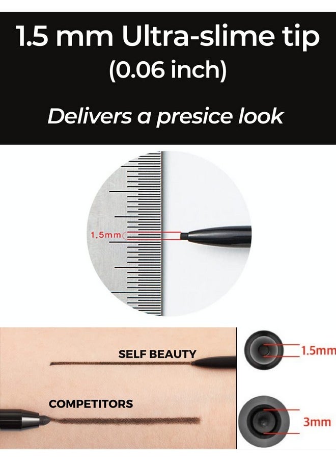 self beauty - Selfbeauty Ultra Slim Waterproof Gel Eyeliner Pencil Matte Black Eye Liners For Women Retractable Eyeliner Pencil For Eye Makeup Long Lasting Eyeliner Pencil Waterproof Smudge Proof (1. Matte Black) - Image 1