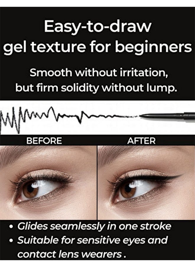 self beauty - Selfbeauty Ultra Slim Waterproof Gel Eyeliner Pencil Matte Black Eye Liners For Women Retractable Eyeliner Pencil For Eye Makeup Long Lasting Eyeliner Pencil Waterproof Smudge Proof (1. Matte Black) - Image 1