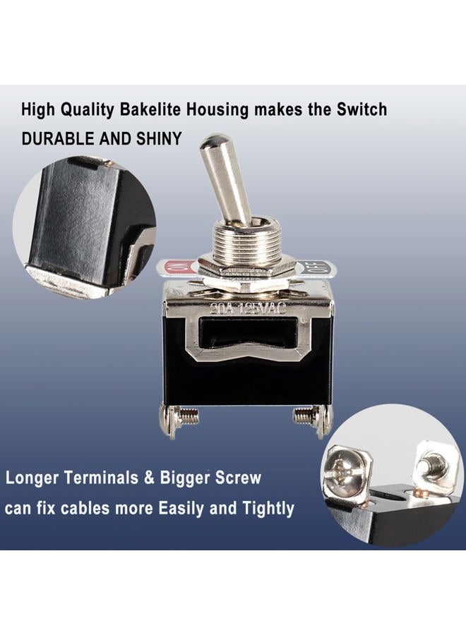 DMWD 2pcs Heavy Duty Rocker Toggle Switch 30A 12VDC / 20A 120VAC SPST 2Pin ON/Off Electric Pull Push Switch Bakelite Housing with Waterproof Boot Cap for Car Truck Boat Marine - Image 4