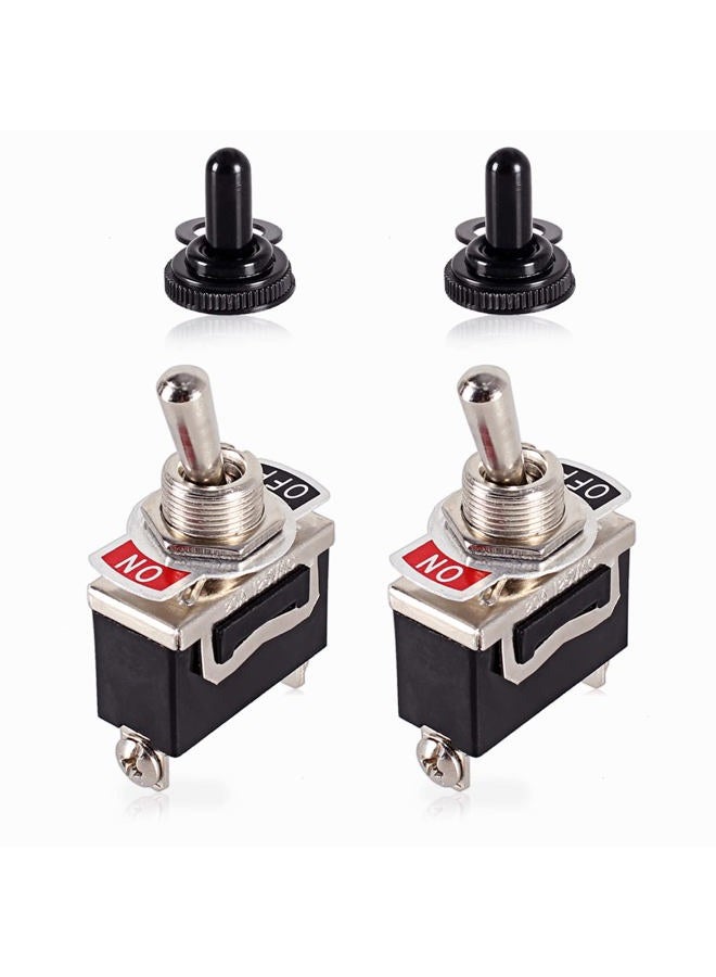 DMWD 2pcs Heavy Duty Rocker Toggle Switch 30A 12VDC / 20A 120VAC SPST 2Pin ON/Off Electric Pull Push Switch Bakelite Housing with Waterproof Boot Cap for Car Truck Boat Marine - Image 1