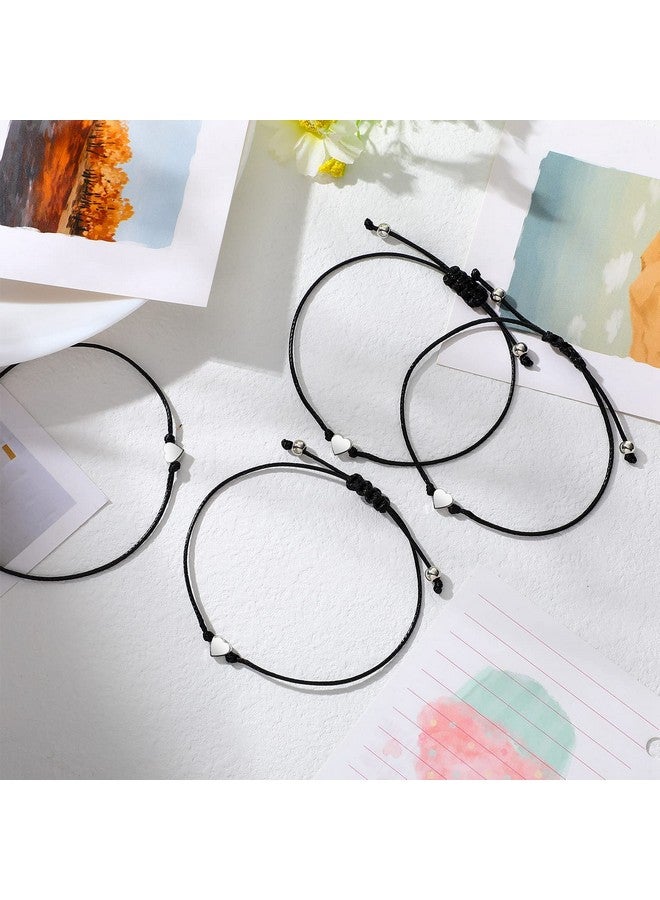 Sureio 20 قطعة سوار مطابقة لطيف للأزواج مصنوع يدويًا من حبل الشمع مجوهرات مطابقة للأزواج سوار حبل أسود قابل للتعديل للنساء أساور صداقة مضفرة على شكل قلب للرجال - Image 4