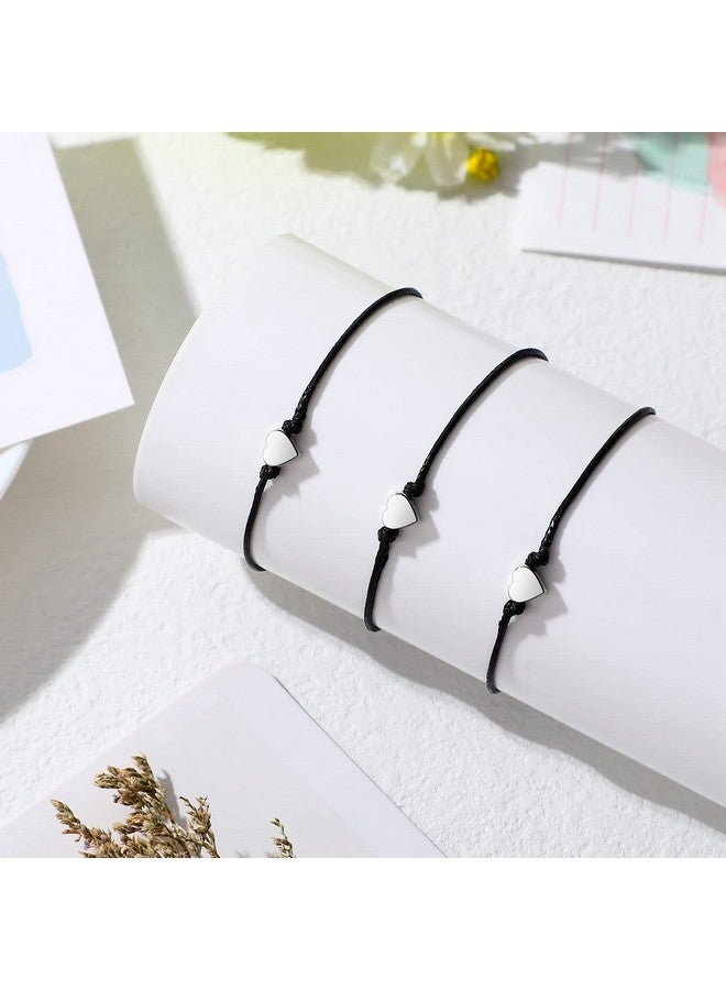 Sureio 20 قطعة سوار مطابقة لطيف للأزواج مصنوع يدويًا من حبل الشمع مجوهرات مطابقة للأزواج سوار حبل أسود قابل للتعديل للنساء أساور صداقة مضفرة على شكل قلب للرجال - Image 3