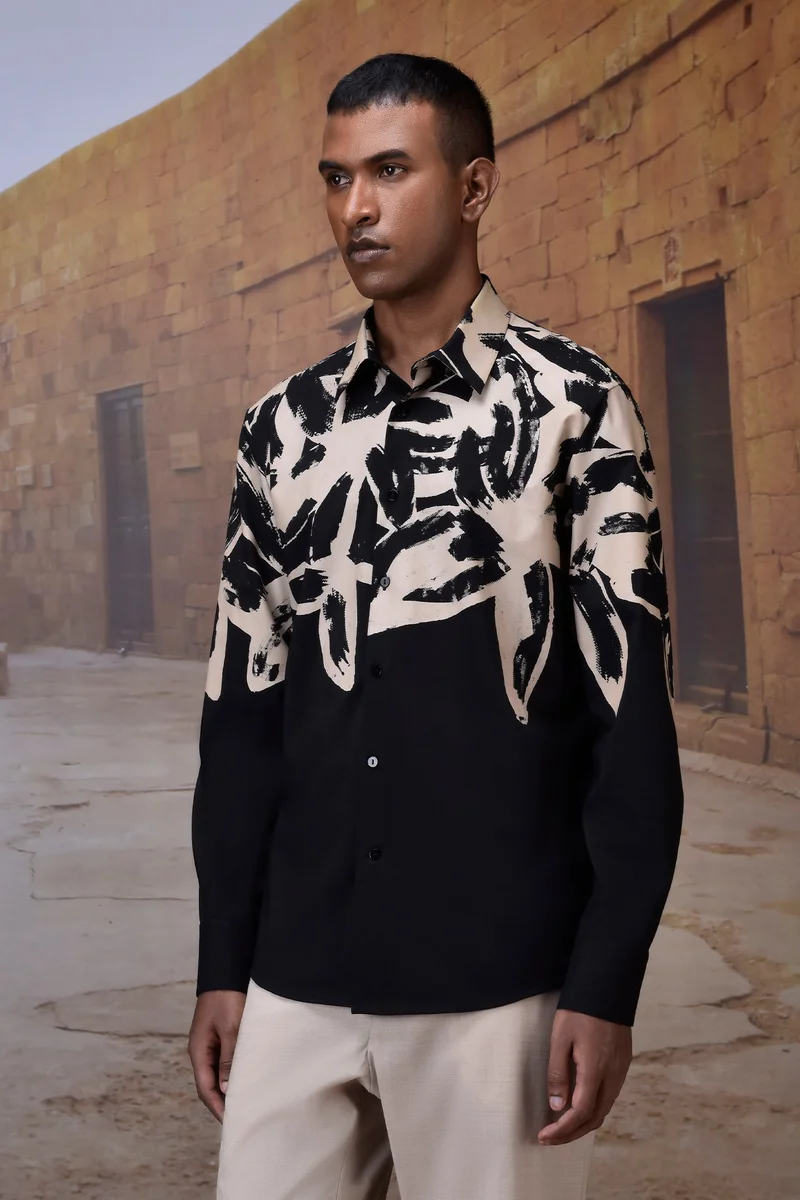 Genes Lecoanet Hemant Black Abstract Brushstroke Shirt