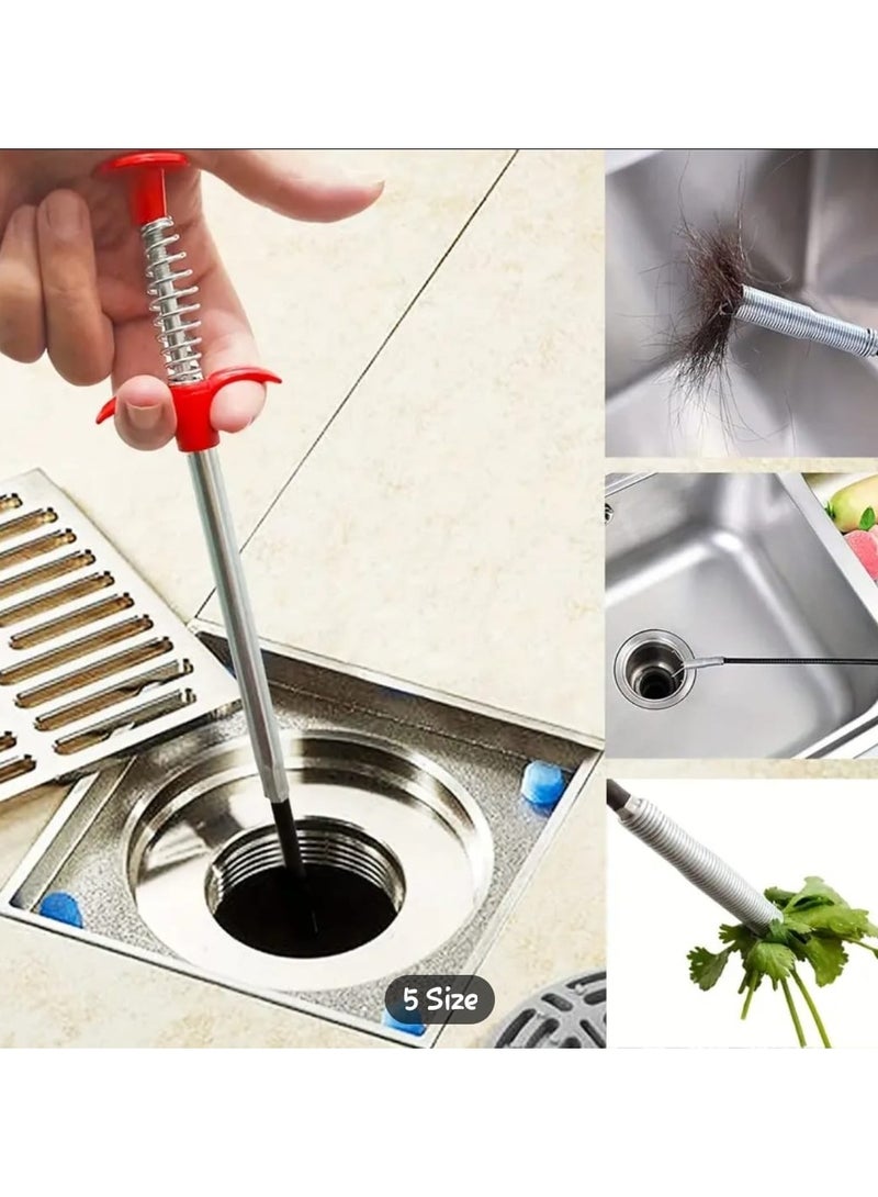 Drain Pipe Cleaning hooks Spring Stick Hair Catching Drain Pipe Cleaning Wire Flexible Grabber Claw Pick up Snake Sewer Cleaning Claw Tool Trash Claw Grabber  - Image 1