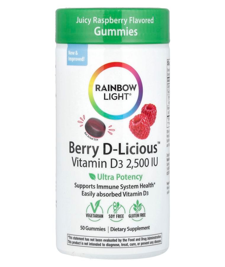 Berry D-Licious™ Vitamin D3 Juicy Raspberry 62.5 mcg (2500 IU) 50 Gummies