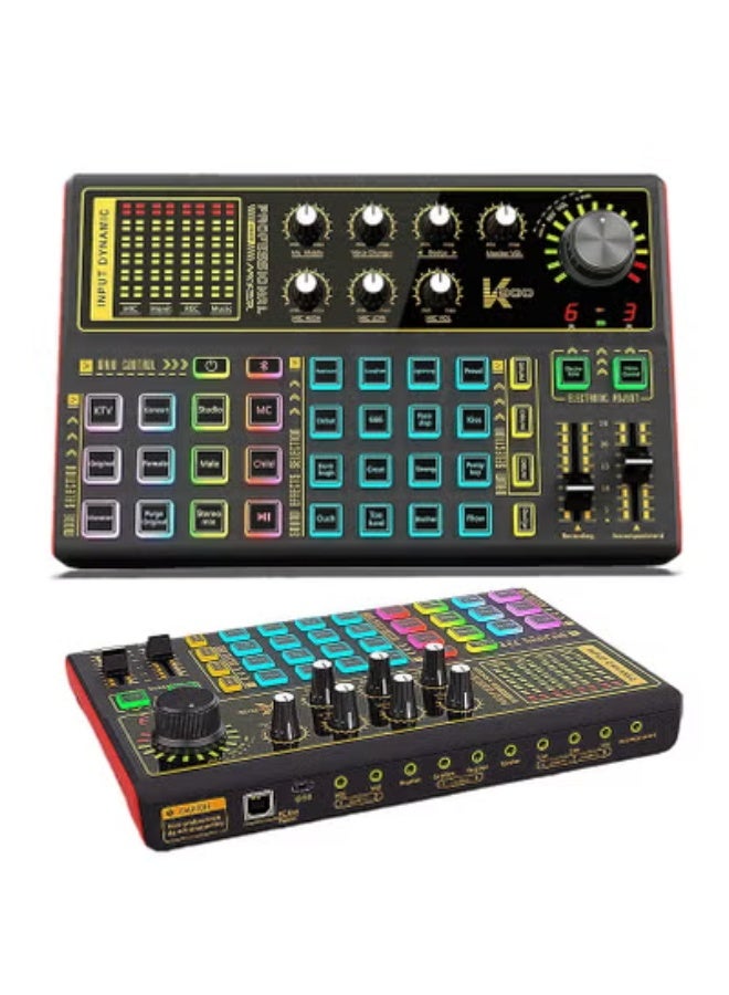 Professional Audio Mixer, K300 Live Sound Card and Audio Interface Sound Board with Multiple DJ Mixer Effects,Voice Changer and LED Light, Prefect for Streaming/Podcasting/Gaming/Recording/YouTube/PC - Image 1