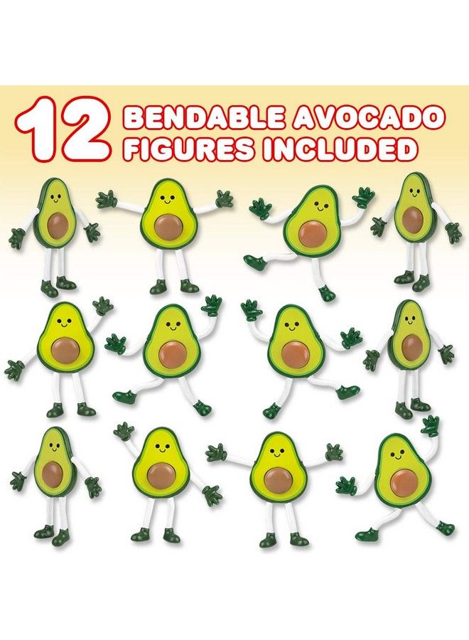 ArtCreativity Bendable Avocado Figures Set Of 12 Novelty Food Shaped Bendy Figurines Stress Relief Fidget Toys For Kids Birthday Party Favors Goodie Bag Stuffers Piñata Fillers For Boys And Girls - Image 3