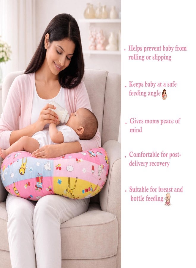 Infantbond by fareto Baby Bedding Set Essentials Combo | Baby Bed | Carry Bag | Sleeping Bag | Hand Carry Bed | Feeding Pillow (0-6 Months)(All in 1) (Pink Giffi) - Image 2