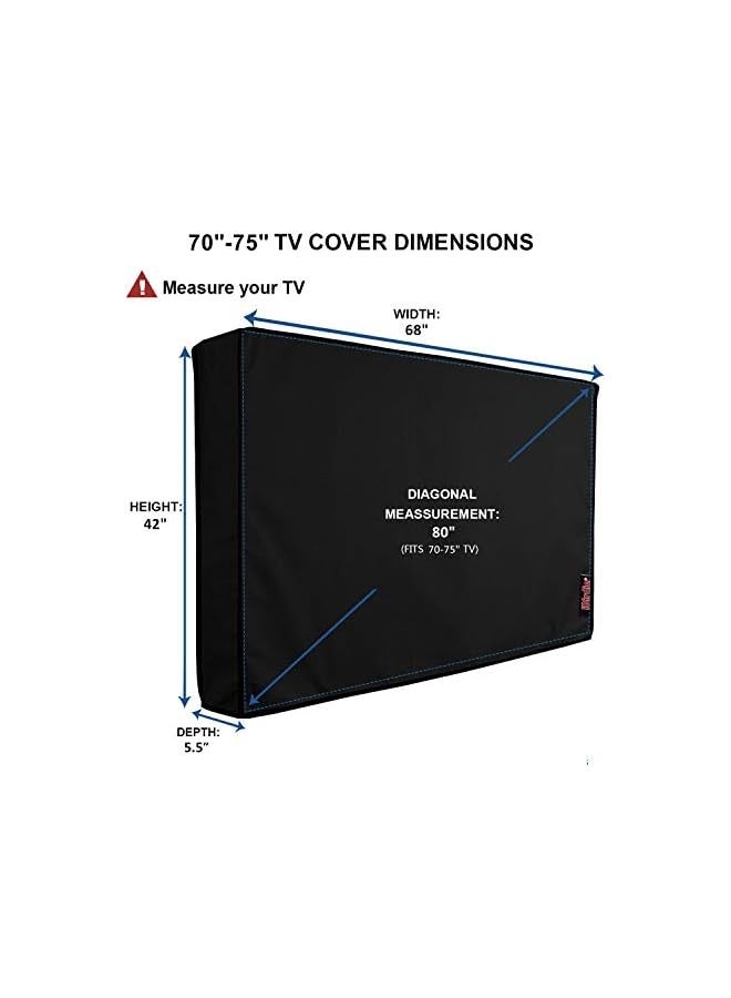 Generic Outdoor Waterproof and Weatherproof TV Cover for 70 to 75 inch Outside Flat Screen TV - Cover Size 68''W x 42''H x 5.5''D Compatible with 70-75 inch LCD LED TV  - Image 2
