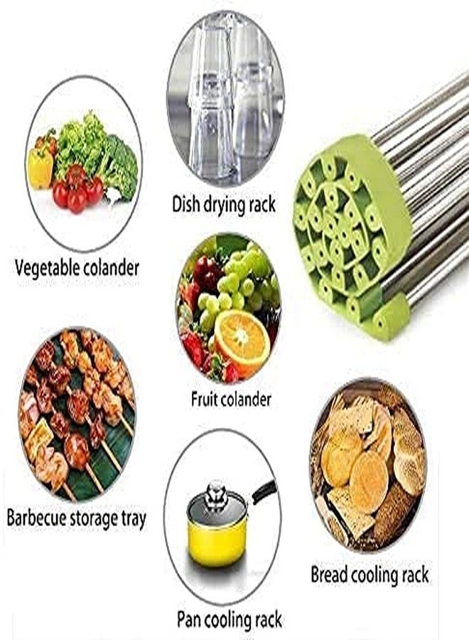 GALV Stainless Steel Sink Folding Vegetable Fruit Drying Drain Rack Dish Drying, Stainless Steel Roll-Up Over Sink Rack Kitchen Foldable Drying Drainer - Image 5