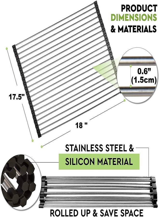 GALV Stainless Steel Sink Folding Vegetable Fruit Drying Drain Rack Dish Drying, Stainless Steel Roll-Up Over Sink Rack Kitchen Foldable Drying Drainer - Image 2