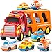KIZONLY Trucks for Toddlers 34 Years Toys for 3 4 5 6 7 Years Old Boy 5 in 1 Carrier Transport Truck Vehicle Toy Set with Sound and Light Christmas Birthday Gift for Kids 3 4 5 6 Years Old - Image 2